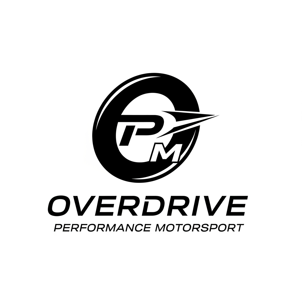 AI Design for Erstelle mir ein Logo für mein iRacing GT3/LMP2/GTP Team Name Overdrive Performance Motorsport, minimalistic, black/white