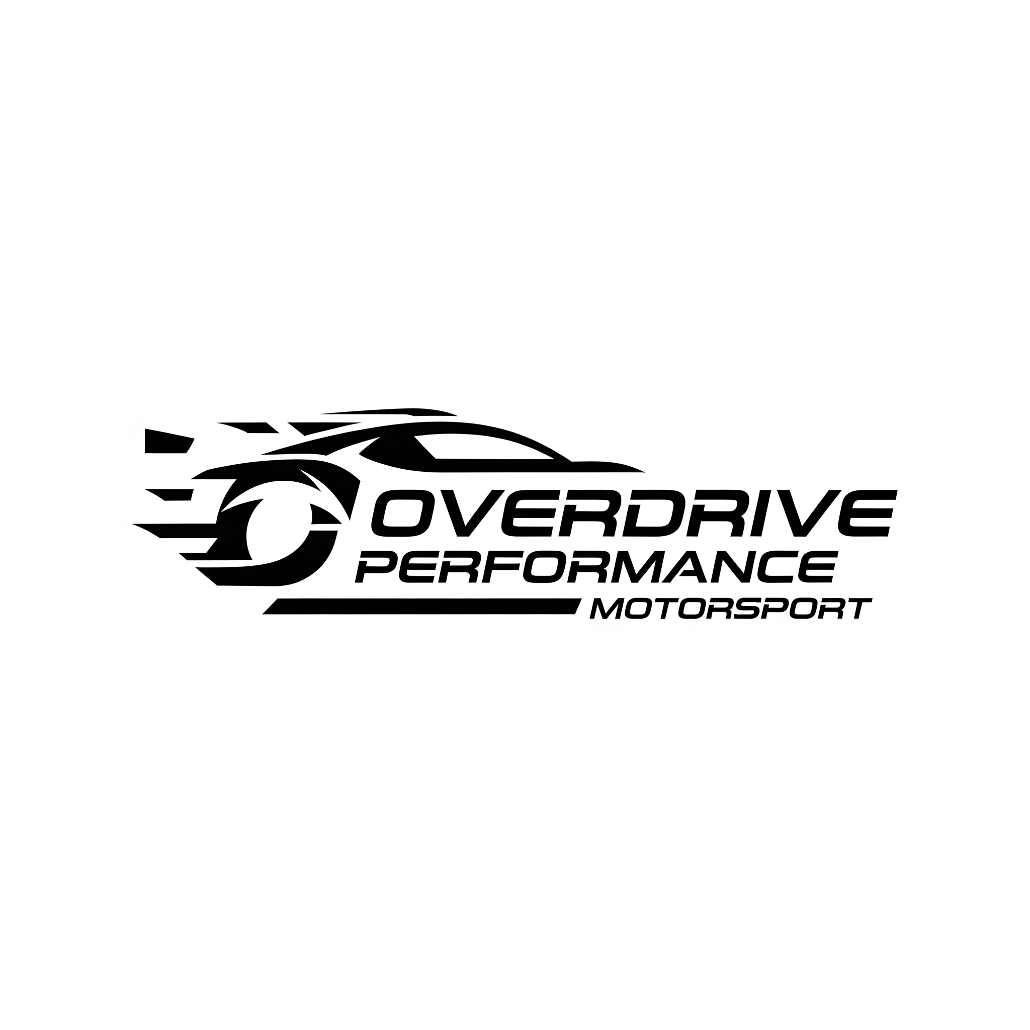 AI Design for Erstelle mir ein Logo für mein iRacing GT3/LMP2/GTP Team Name Overdrive Performance Motorsport, minimalistic, black/white