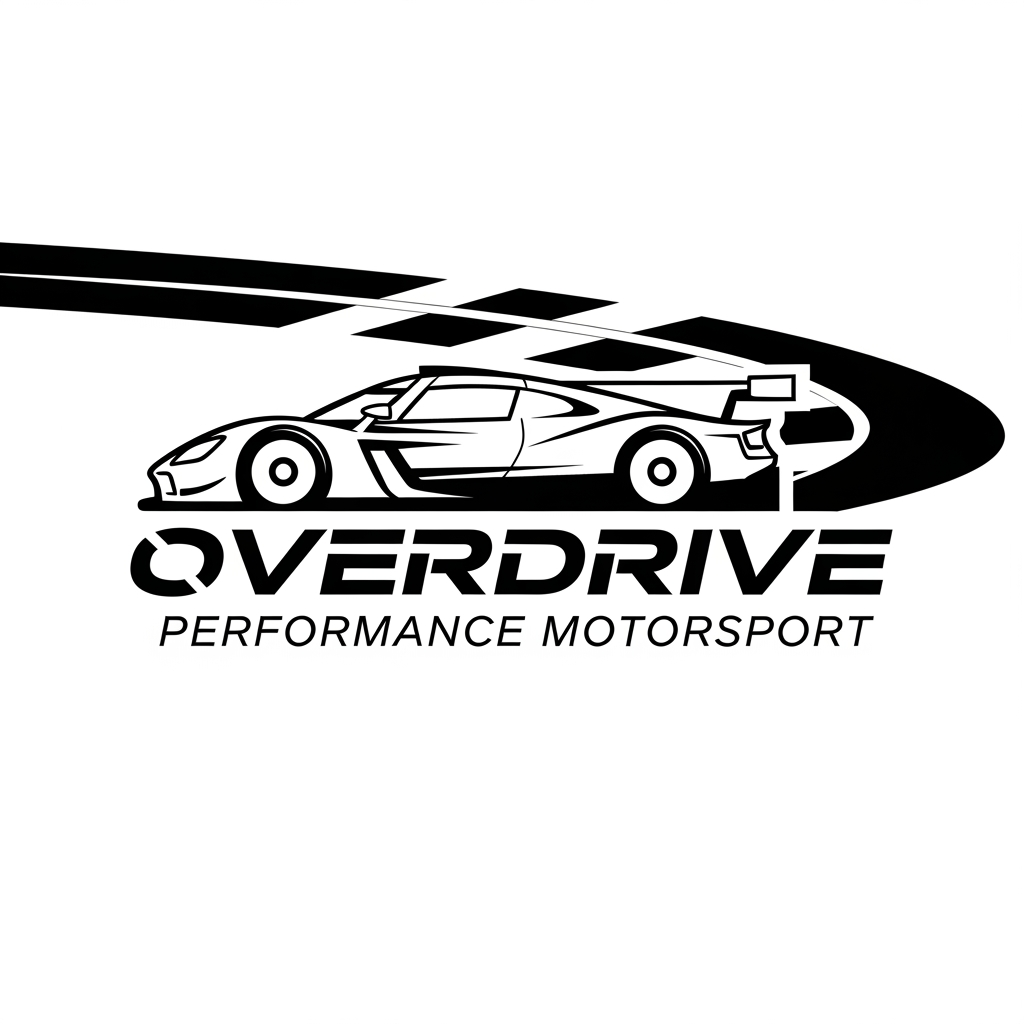 AI Design for Erstelle mir ein Logo für mein iRacing GT3/LMP2/GTP Team Name Overdrive Performance Motorsport, minimalistic, black/white