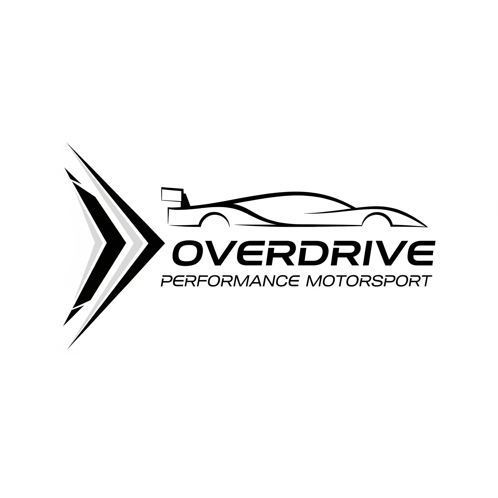 AI Design for Erstelle mir ein Logo für mein iRacing GT3/LMP2/GTP Team Name Overdrive Performance Motorsport, minimalistic, black/white