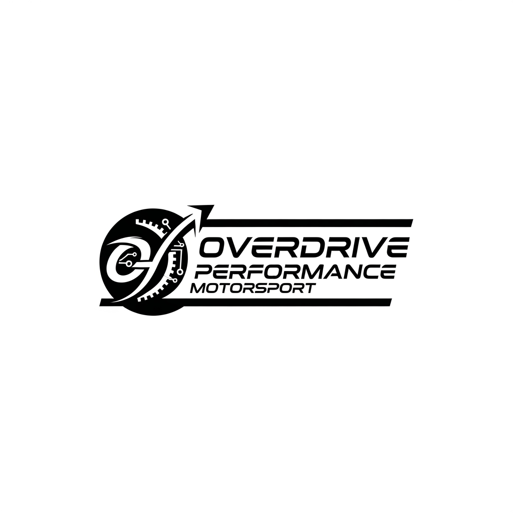 AI Design for Erstelle mir ein Logo für mein iRacing GT3/LMP2/GTP Team Name Overdrive Performance Motorsport, minimalistic, black/white