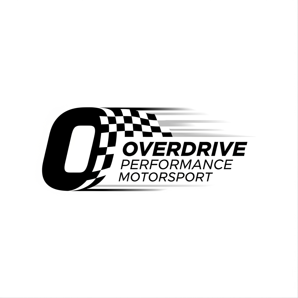 AI Design for Erstelle mir ein Logo für mein iRacing GT3/LMP2/GTP Team Name Overdrive Performance Motorsport, minimalistic, black/white