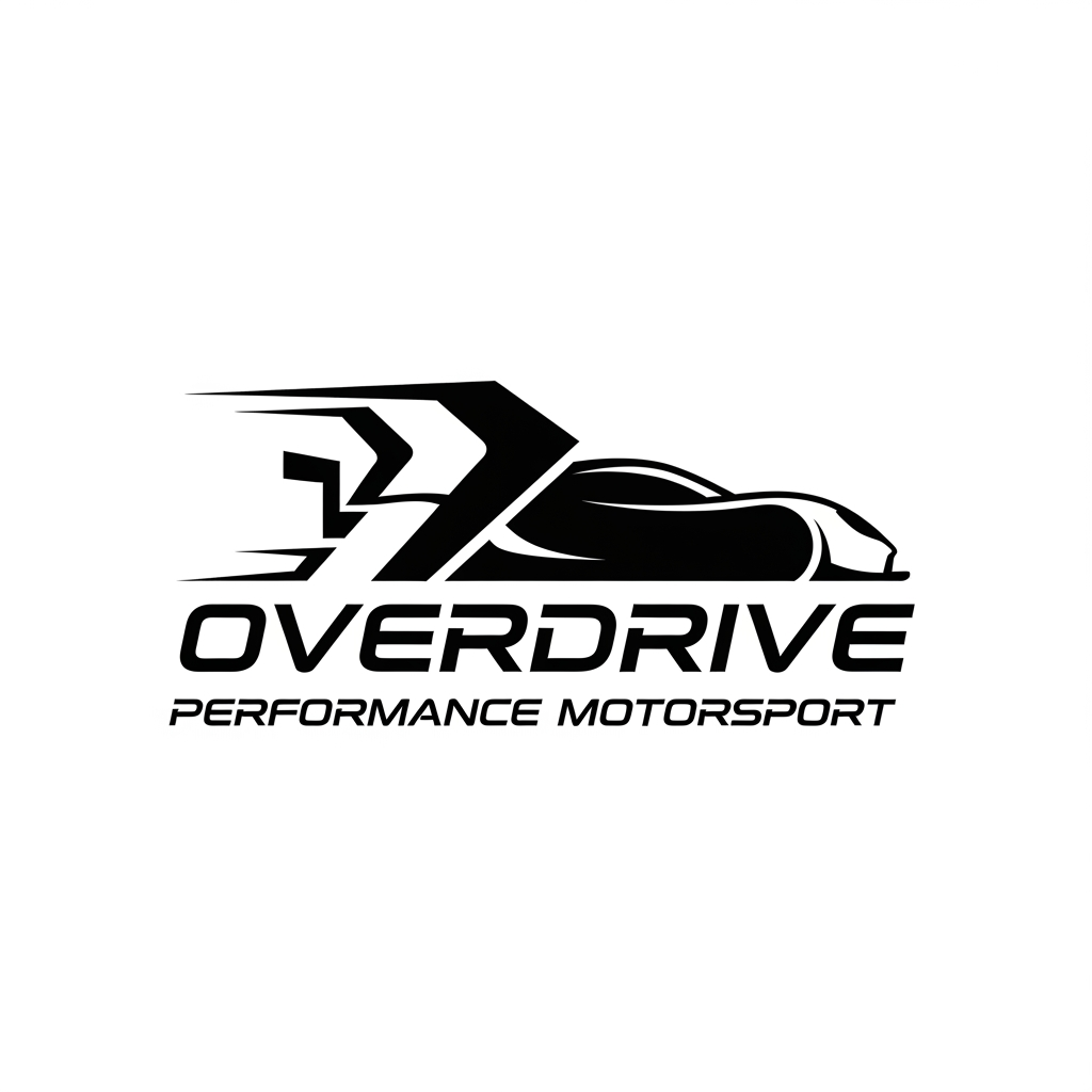 AI Design for Erstelle mir ein Logo für mein iRacing GT3/LMP2/GTP Team Name Overdrive Performance Motorsport, minimalistic, black/white