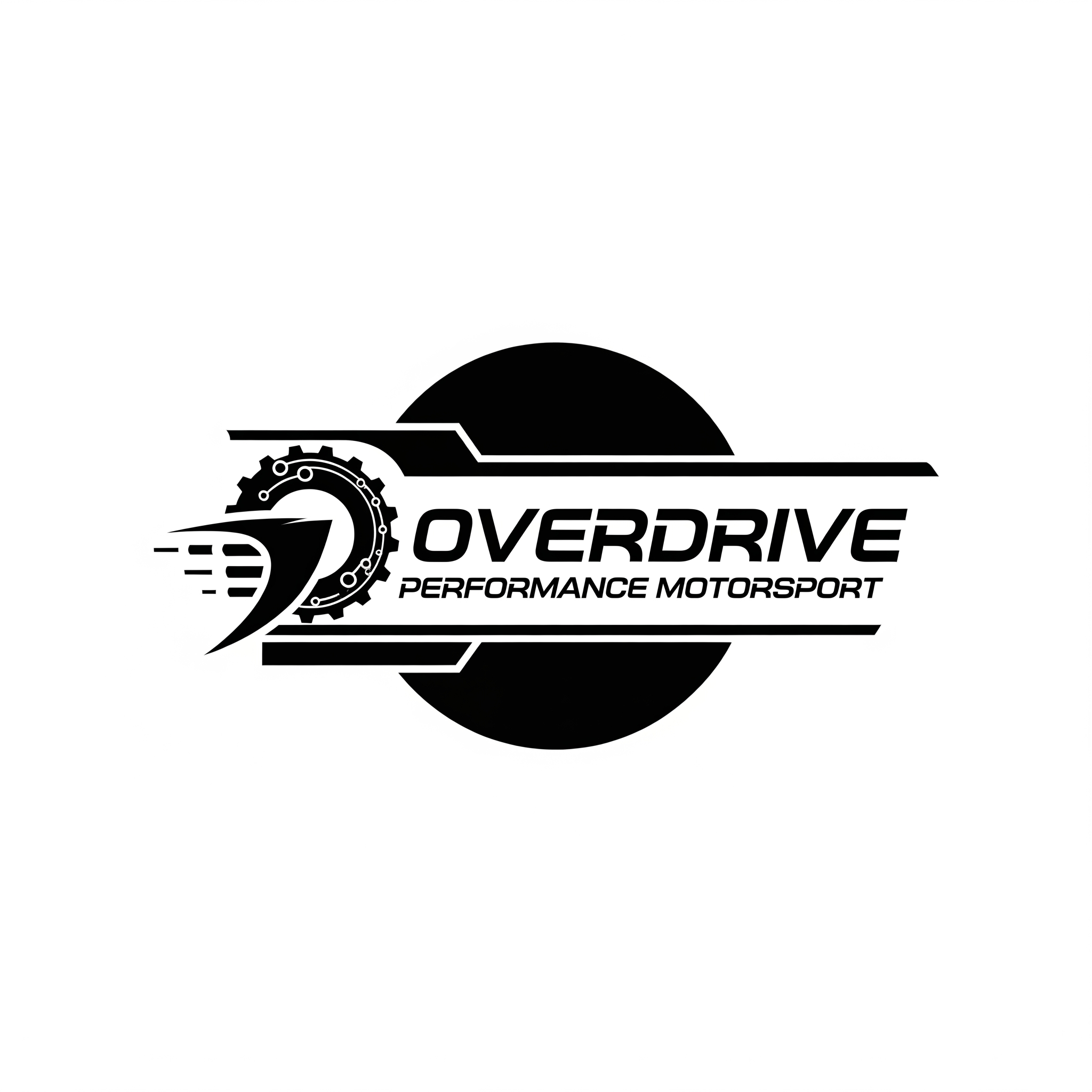 AI Design for Erstelle mir ein Logo für mein iRacing GT3/LMP2/GTP Team Name Overdrive Performance Motorsport, minimalistic, black/white