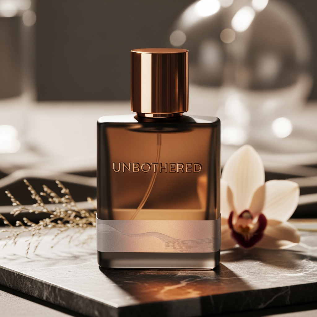 AI Design for UNBOTHERED , it is a premium perfume brand