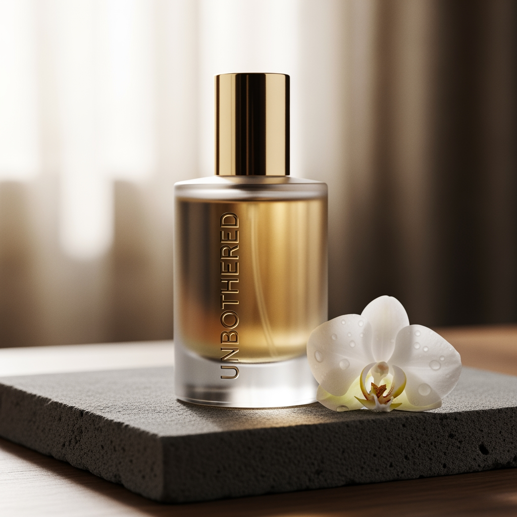 AI Design for UNBOTHERED , it is a premium perfume brand