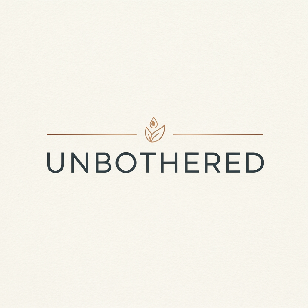 AI Design for UNBOTHERED , it is a premium perfume brand, just generate the brand logo