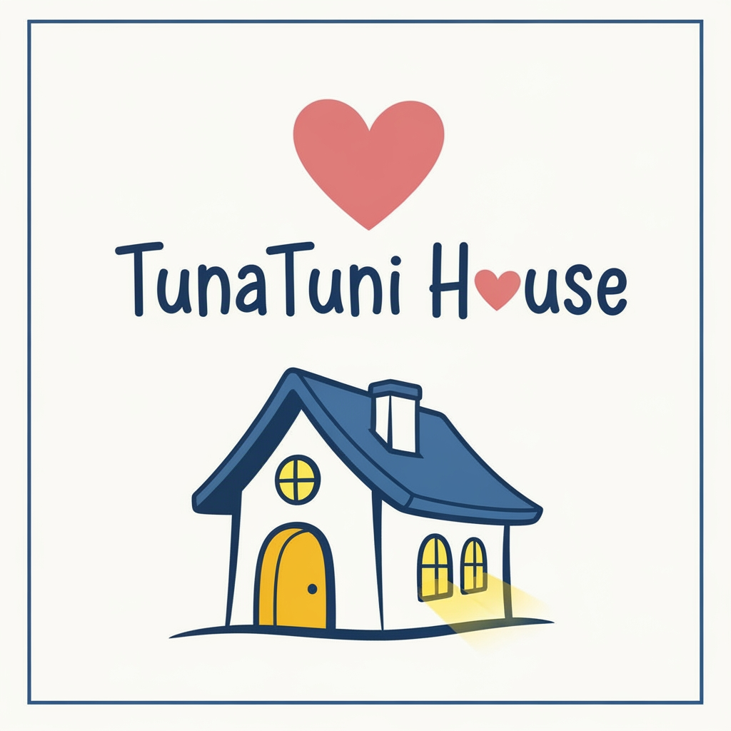 AI Design for amar jonno akta logo ready koro jar name hobe "TunaTuni House" sathea thakbe "love" sin thakbea house ar pic thakbea