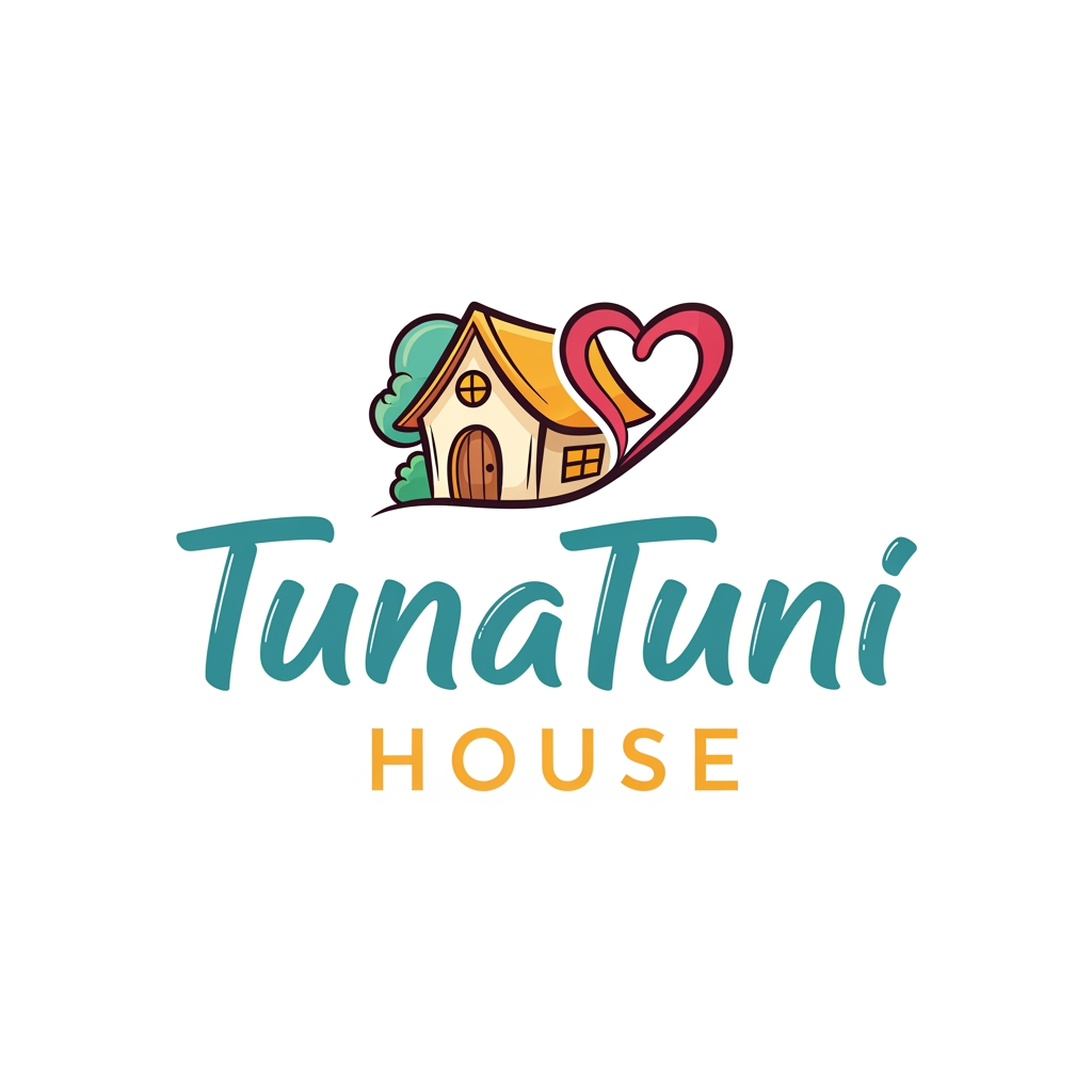 AI Design for amar jonno akta logo ready koro jar name hobe "TunaTuni House" sathea thakbe "love" sin thakbea house ar pic thakbea."TunaTuni" leakha ta digain hobea