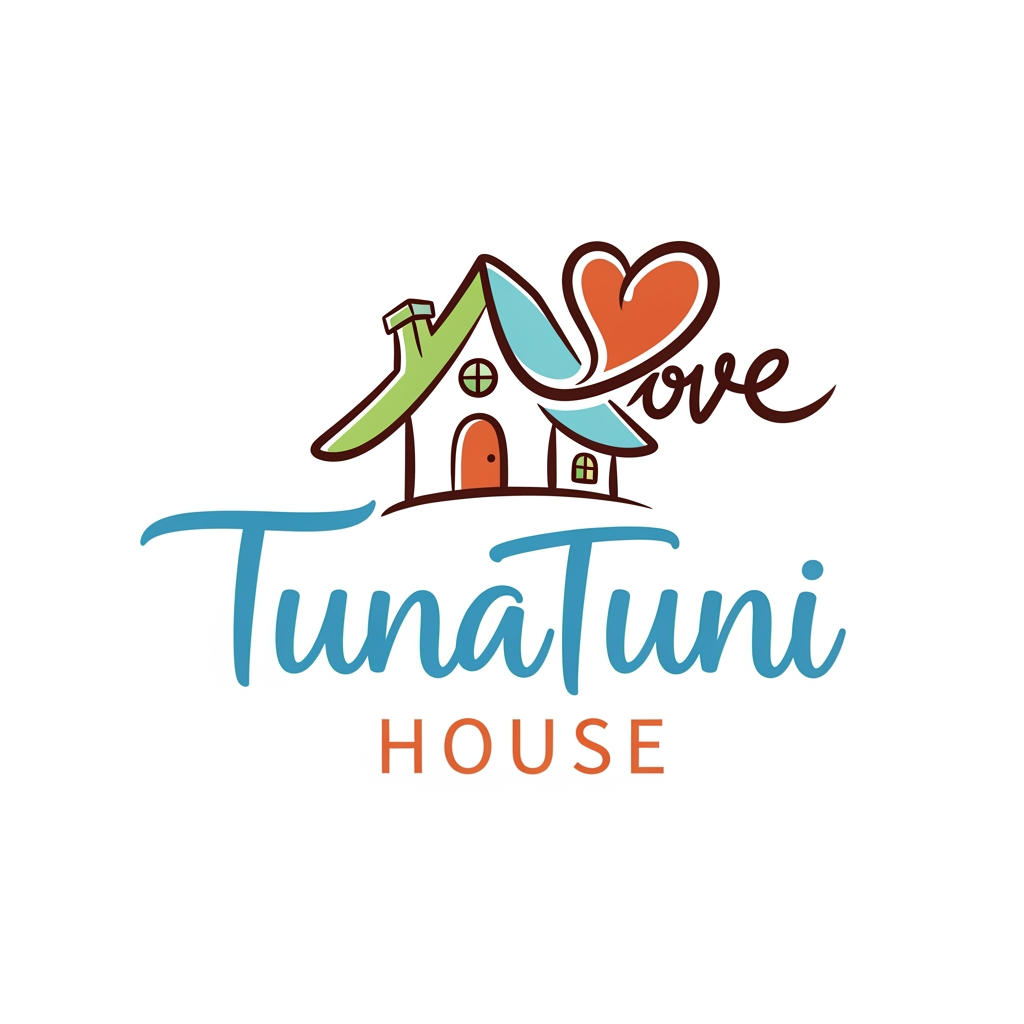 AI Design for amar jonno akta logo ready koro jar name hobe "TunaTuni House" sathea thakbe "love" sin thakbea house ar pic thakbea."TunaTuni" leakha ta digain hobea