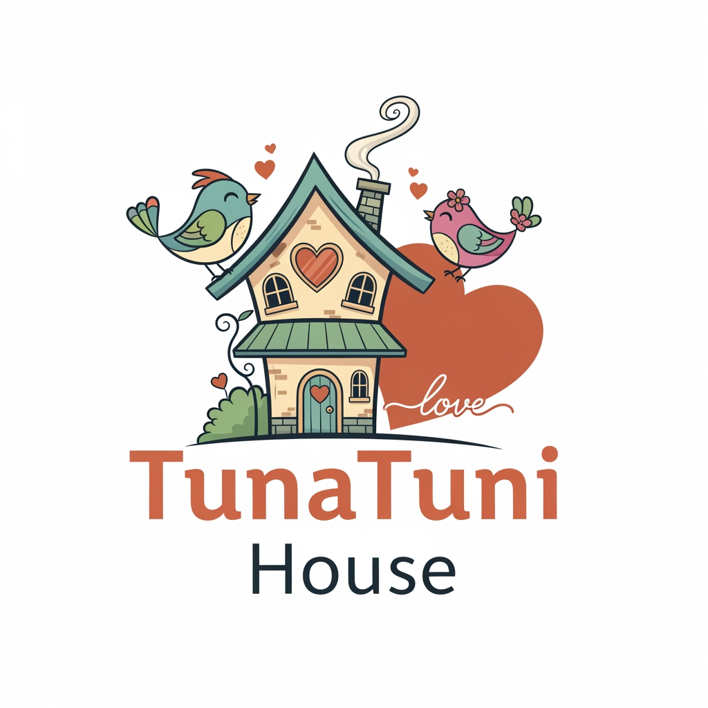 AI Design for amar jonno akta logo ready koro jar name hobe "TunaTuni House" sathea thakbe "love" sin thakbea house ar pic thakbea