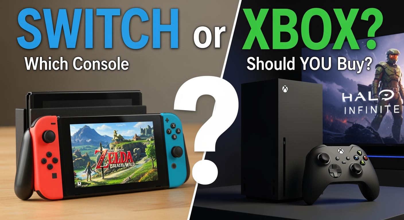 AI Design for make a yt tubminal for a yt vid that tells you what to pic Nintendo switch or xbox