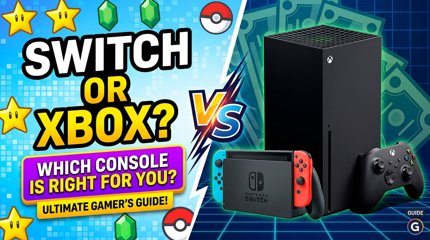 AI Design for make a yt tubminal for a yt vid that tells you what to pic Nintendo switch or xbox like the pic make it so it isn't identical and only the image
