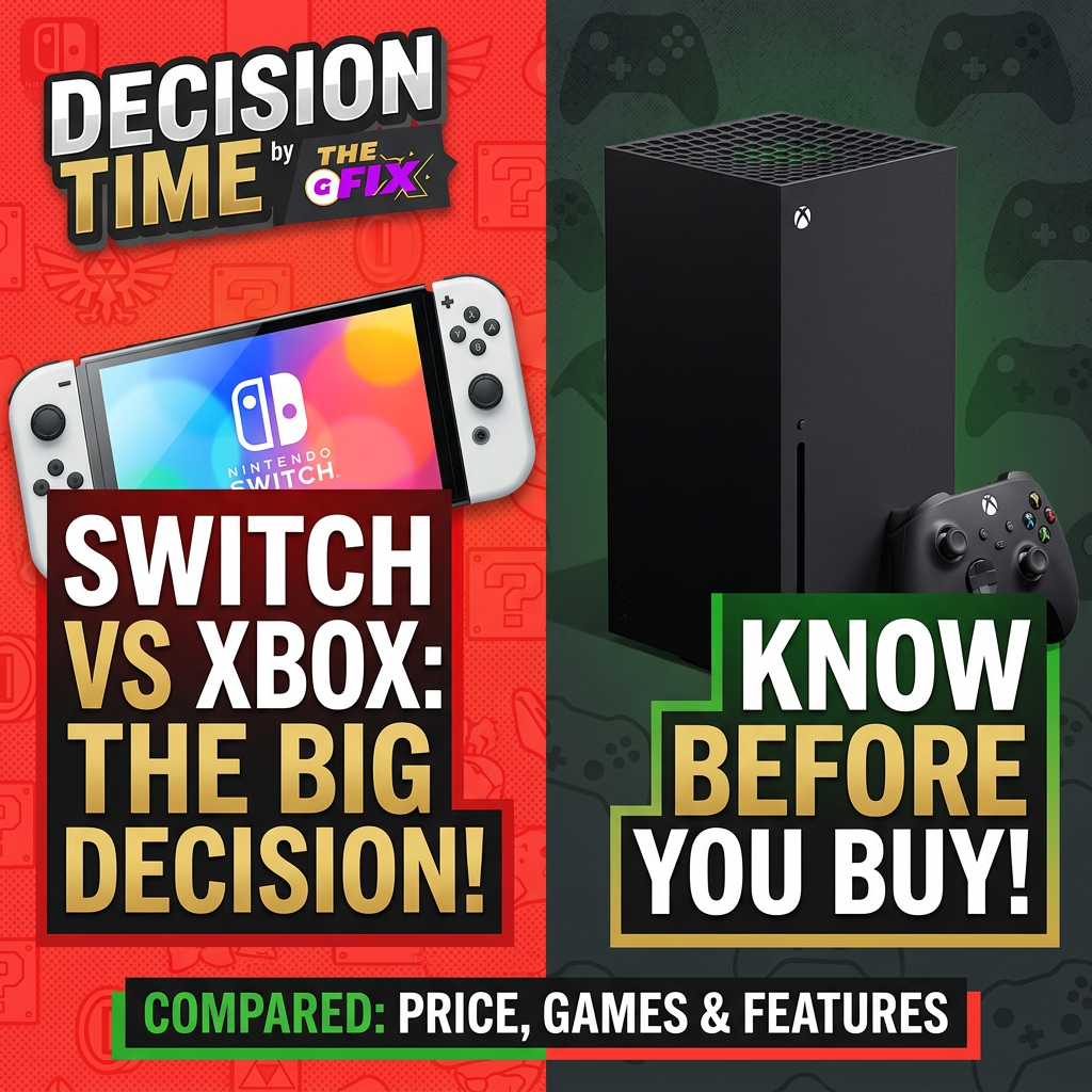 AI Design for make a yt tubminal for a yt vid that tells you what to pic Nintendo switch or xbox like the pic make it so it isn't identical and only the image