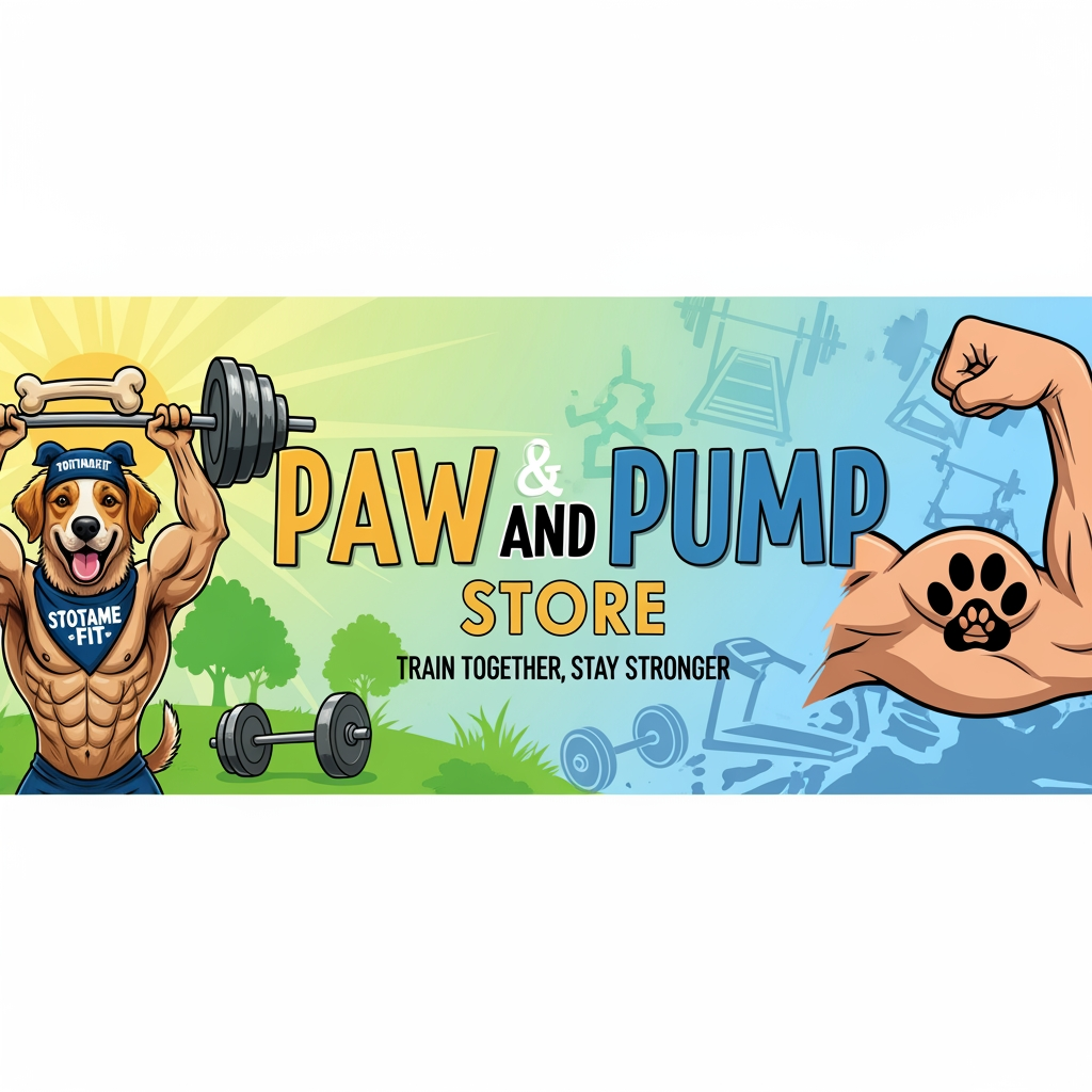 AI Design for i need banner for print on demand store.my niche is pet and fitness.my store name paw and pump store