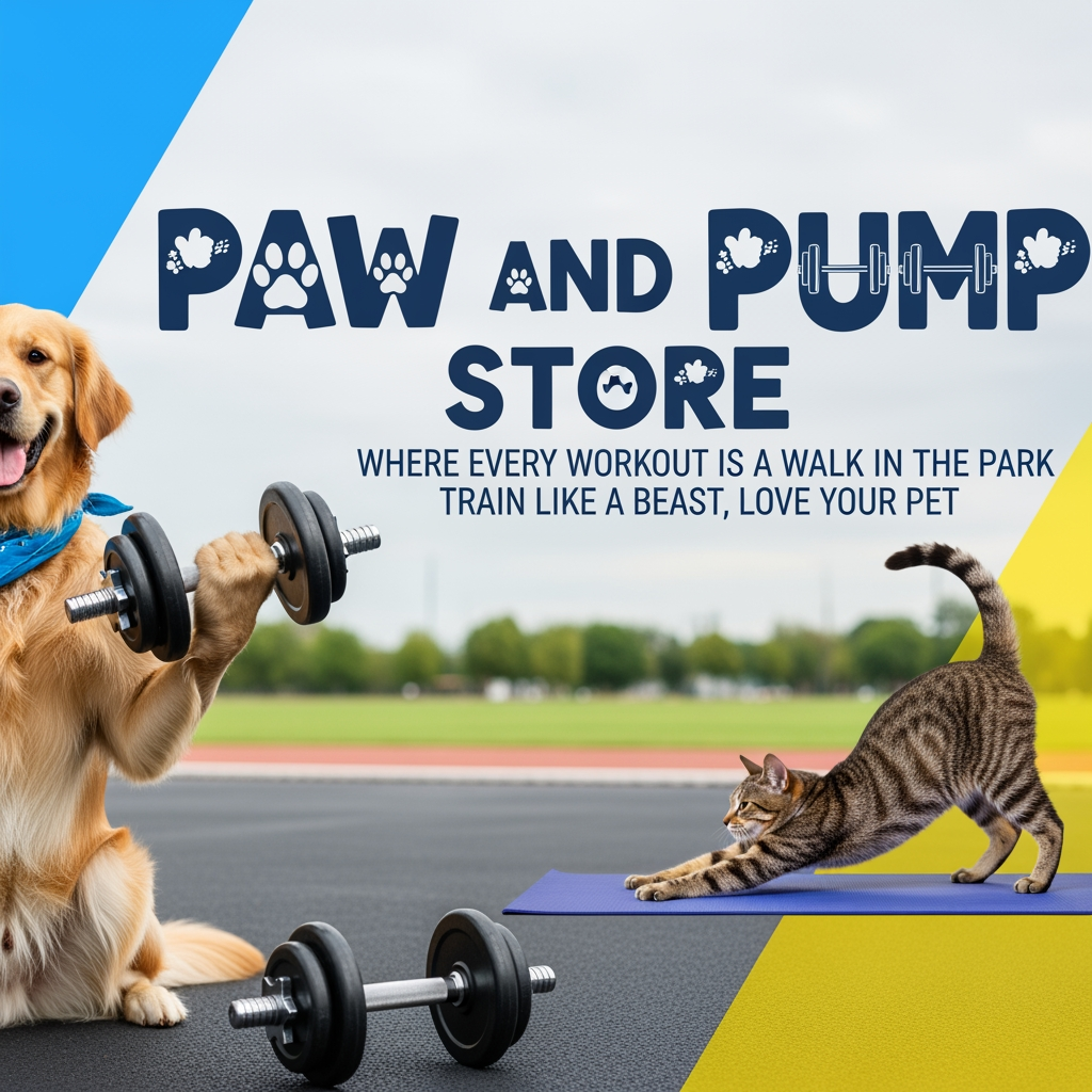 AI Design for i need banner for print on demand store.my niche is pet and fitness.my store name paw and pump store