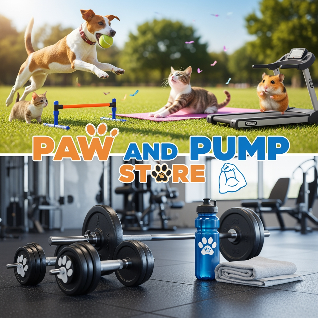AI Design for i need banner for print on demand store.my niche is pet and fitness.my store name paw and pump store