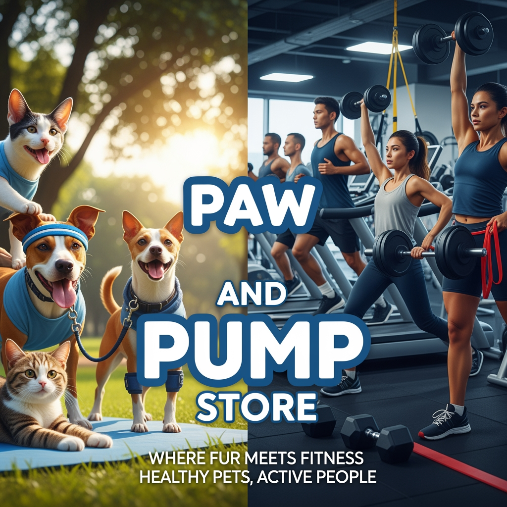 AI Design for i need banner for print on demand store.my niche is pet and fitness.my store name paw and pump store