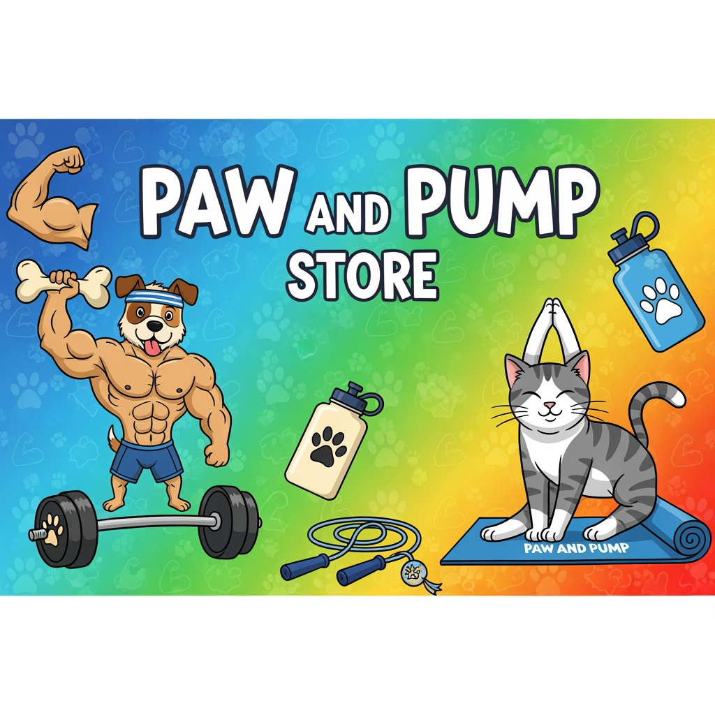 AI Design for i need banner for print on demand store.my niche is pet and fitness.my store name paw and pump store