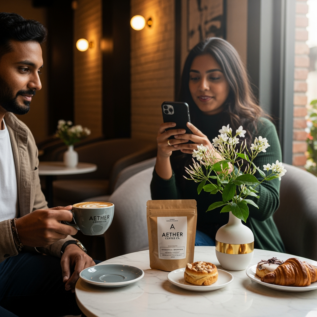 AI Design for Aether Coffee Co.

A new premium coffee brand is launching in India and wants a complete social media campaign.  Brand personality:
Premium
Modern
Minimal
Cozy