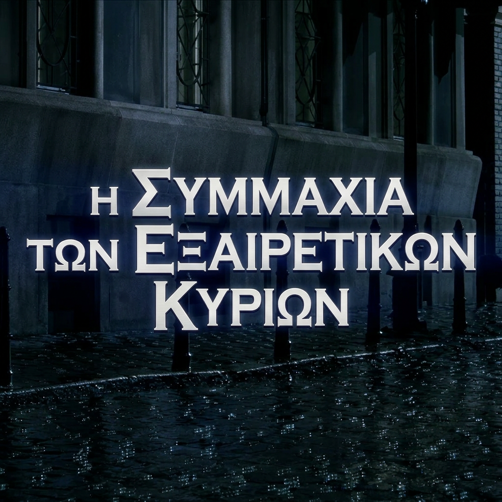 AI Design for Translate english into greek: "THE LEAGUE OF EXTRAORDINARY GENTLEMEN" into "Η ΣΥΜΜΑΧΙΑ ΤΩΝ ΕΞΑΙΡΕΤΙΚΩΝ ΚΥΡΙΩΝ".