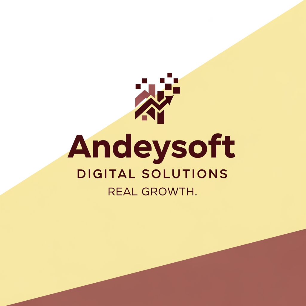 AI Design for i want to make logo for website developer so the name of it is Andeysoft DIGITAL SOLUTIONS, REAL GROWTH. this is for bottom and i need stylesh best also not a copyright logo color shub bo combination of light soft yellow brown for background and logo color must be marooune dark but light also