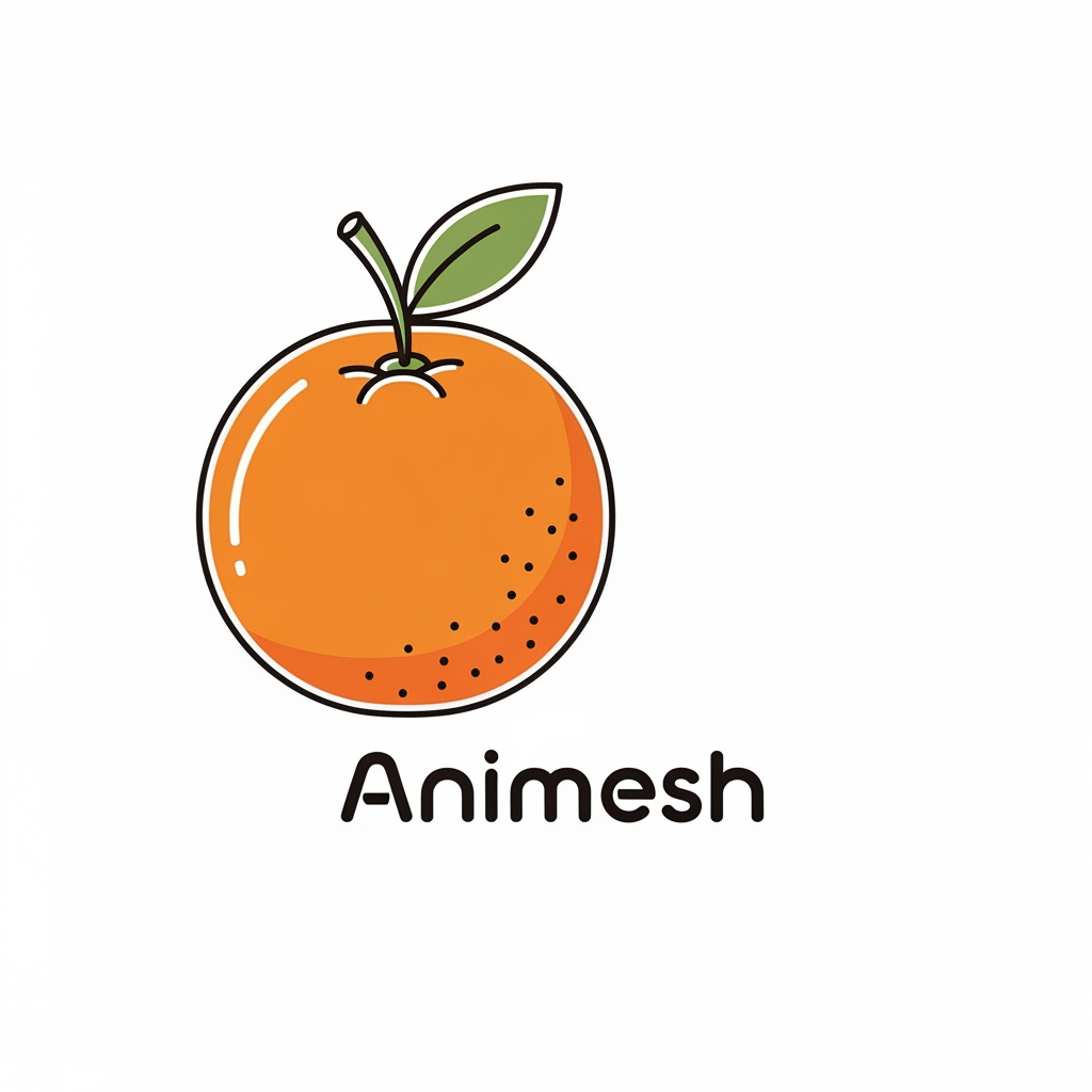 AI Design for A creative logo featuring a minimalist orange fruit design, similar to anime web sites like VIZ or Kodansha; the company sells anime merchandise.