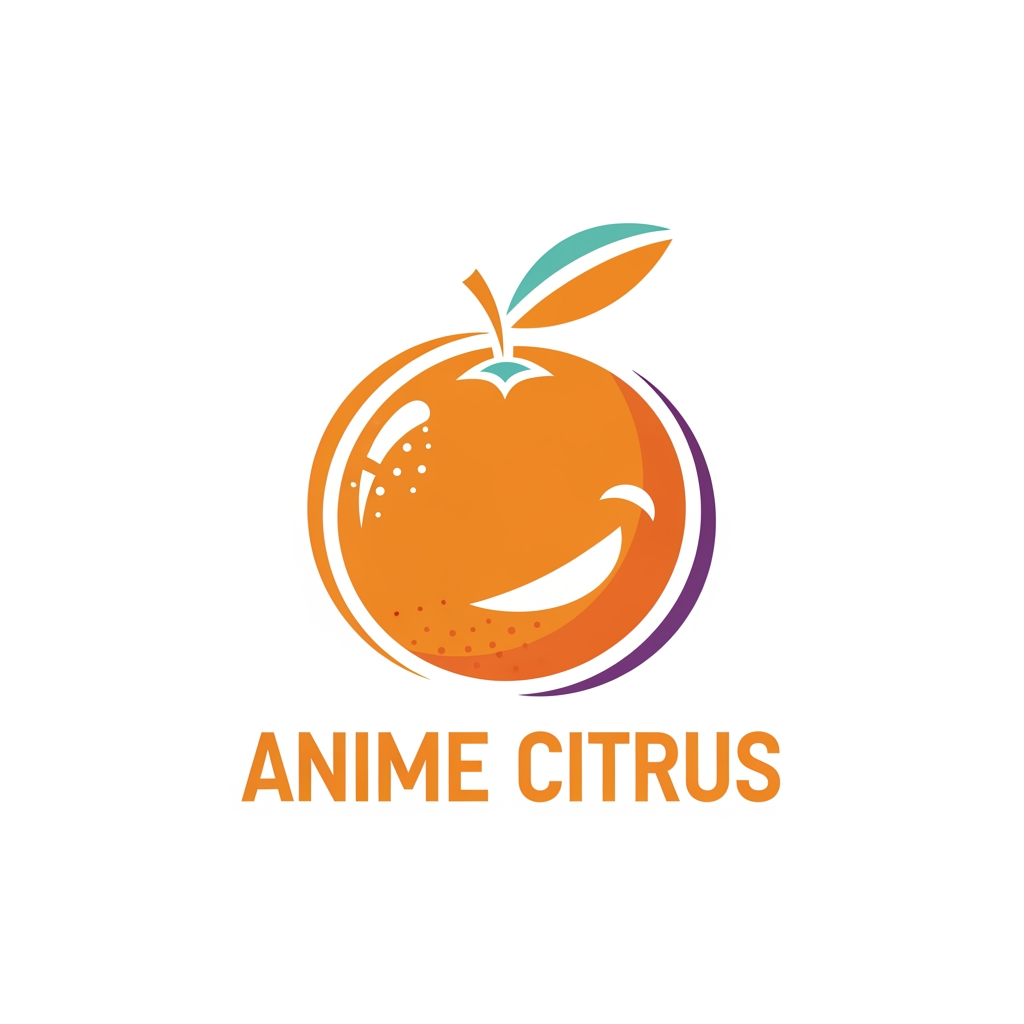 AI Design for A creative vector logo featuring a minimalist orange fruit design, similar to anime web sites like VIZ or Kodansha; the company sells anime merchandise.