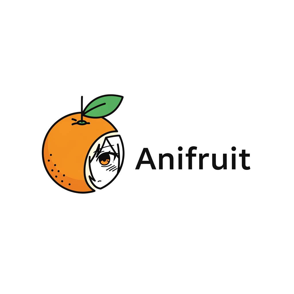 AI Design for A creative logo featuring a minimalist orange fruit design, similar to anime web sites like VIZ or Kodansha; the company sells anime merchandise.