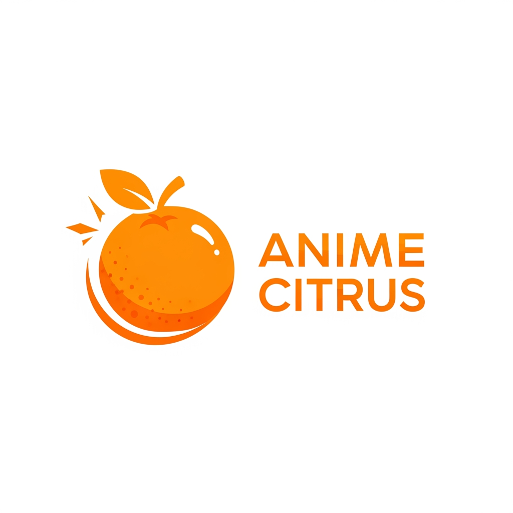 AI Design for A creative vector logo featuring a minimalist orange fruit design, similar to anime web sites like VIZ or Kodansha; the company sells anime merchandise.
