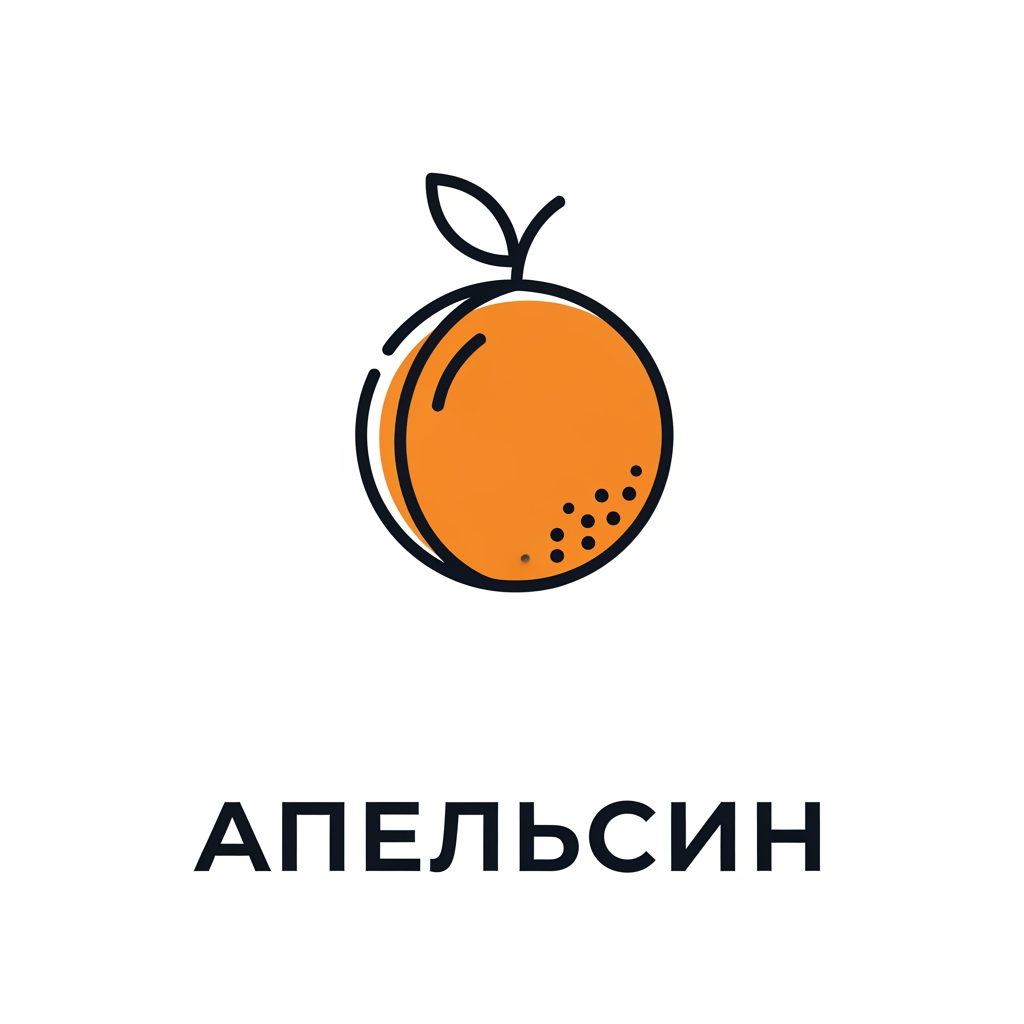AI Design for Create a professional, minimalist corporate logo for a company called "Апельсин" (Apelsin / Orange). 

The logo features a stylized orange fruit as the central element, designed in a clean, modern, and iconic minimalist style similar to world-class brands like Apple, Nike, or Starbucks. 

Key requirements:
- Highly simplified and geometric orange (fruit) — elegant silhouette with clean lines, subtle segments, and a small leaf or stem for character.
- The orange should feel vibrant, fresh, and playful, but remain premium and sophisticated.
- Seamlessly integrate the company name "Апельсин" or "Apelsin" in a modern sans-serif typeface (e.g., similar to Helvetica Neue, Neue Haas Grotesk, or Satoshi). The text should feel balanced and premium.
- Color palette: vibrant orange as the main accent, combined with deep black, white, or dark navy for versatility. Consider both full-color and monochrome versions.
- Overall aesthetic: minimalist, flat design with subtle depth, suitable for merchandise, packaging, website, and apparel. 
- The design should evoke creativity, pop culture, and joy — reflecting a company that sells comics, manga, and anime merchandise.

Style references: corporate minimalist, vector art, premium branding, negative space mastery, timeless icon design.

Output as a high-resolution, clean vector-style logo on a transparent background. Provide several variations: main logo, icon-only version, and horizontal layout.