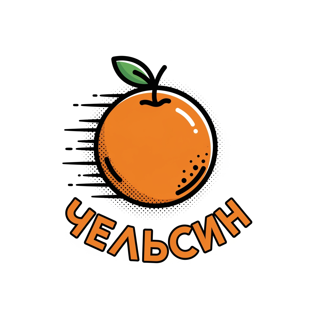 AI Design for креативный лого "Апельсин" с изображением апельсина в минималистичном стиле, как у мировых корпораций. Интернет магазин занимается продажей комиксов, манги и аниме атрибутики. Сделай лого похожим по стилю на предмет из комикса