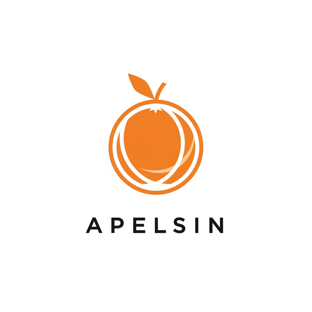 AI Design for Create a professional, minimalist corporate logo for a company called "Апельсин" (Apelsin / Orange). 

The logo features a stylized orange fruit as the central element, designed in a clean, modern, and iconic minimalist style similar to world-class brands like Apple, Nike, or Starbucks. 

Key requirements:
- Highly simplified and geometric orange (fruit) — elegant silhouette with clean lines, subtle segments, and a small leaf or stem for character.
- The orange should feel vibrant, fresh, and playful, but remain premium and sophisticated.
- Seamlessly integrate the company name "Апельсин" or "Apelsin" in a modern sans-serif typeface (e.g., similar to Helvetica Neue, Neue Haas Grotesk, or Satoshi). The text should feel balanced and premium.
- Color palette: vibrant orange as the main accent, combined with deep black, white, or dark navy for versatility. Consider both full-color and monochrome versions.
- Overall aesthetic: minimalist, flat design with subtle depth, suitable for merchandise, packaging, website, and apparel. 
- The design should evoke creativity, pop culture, and joy — reflecting a company that sells comics, manga, and anime merchandise.

Style references: corporate minimalist, vector art, premium branding, negative space mastery, timeless icon design.

Output as a high-resolution, clean vector-style logo on a transparent background. Provide several variations: main logo, icon-only version, and horizontal layout.