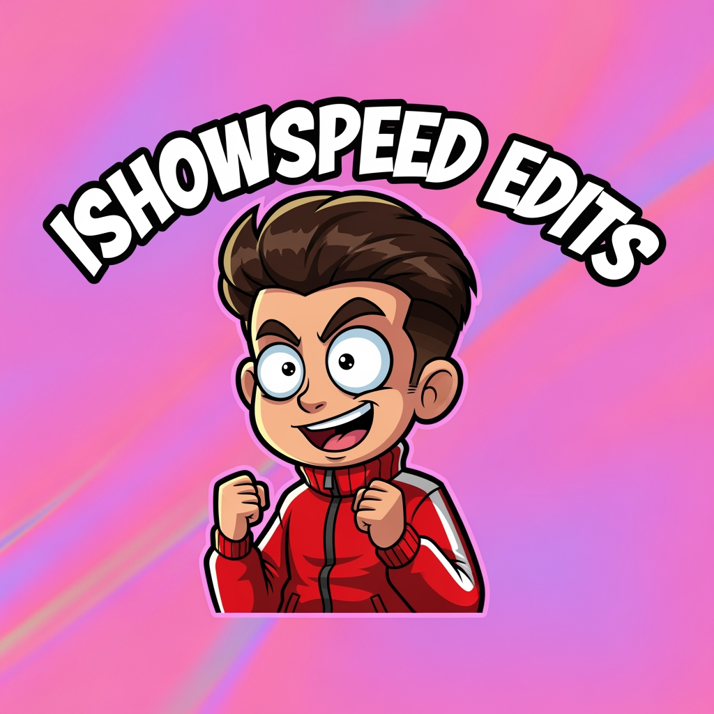 AI Design for design custom logo for yt chanel based on editing ishowspeed.i want logo backround to be a pink but wearid pink.and i want the custom made character in center