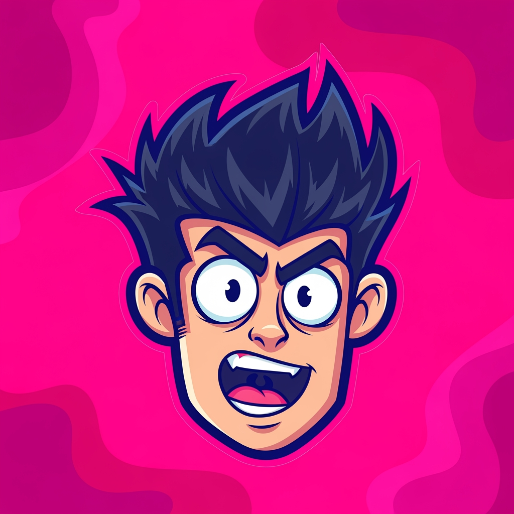 AI Design for design custom logo for yt chanel based on editing ishowspeed.i want logo backround to be a pink but wearid pink.and i want the custom made character in center i bu no text on it just character. and cartoon character. caroon character thath is not real person thatt is not person idiot