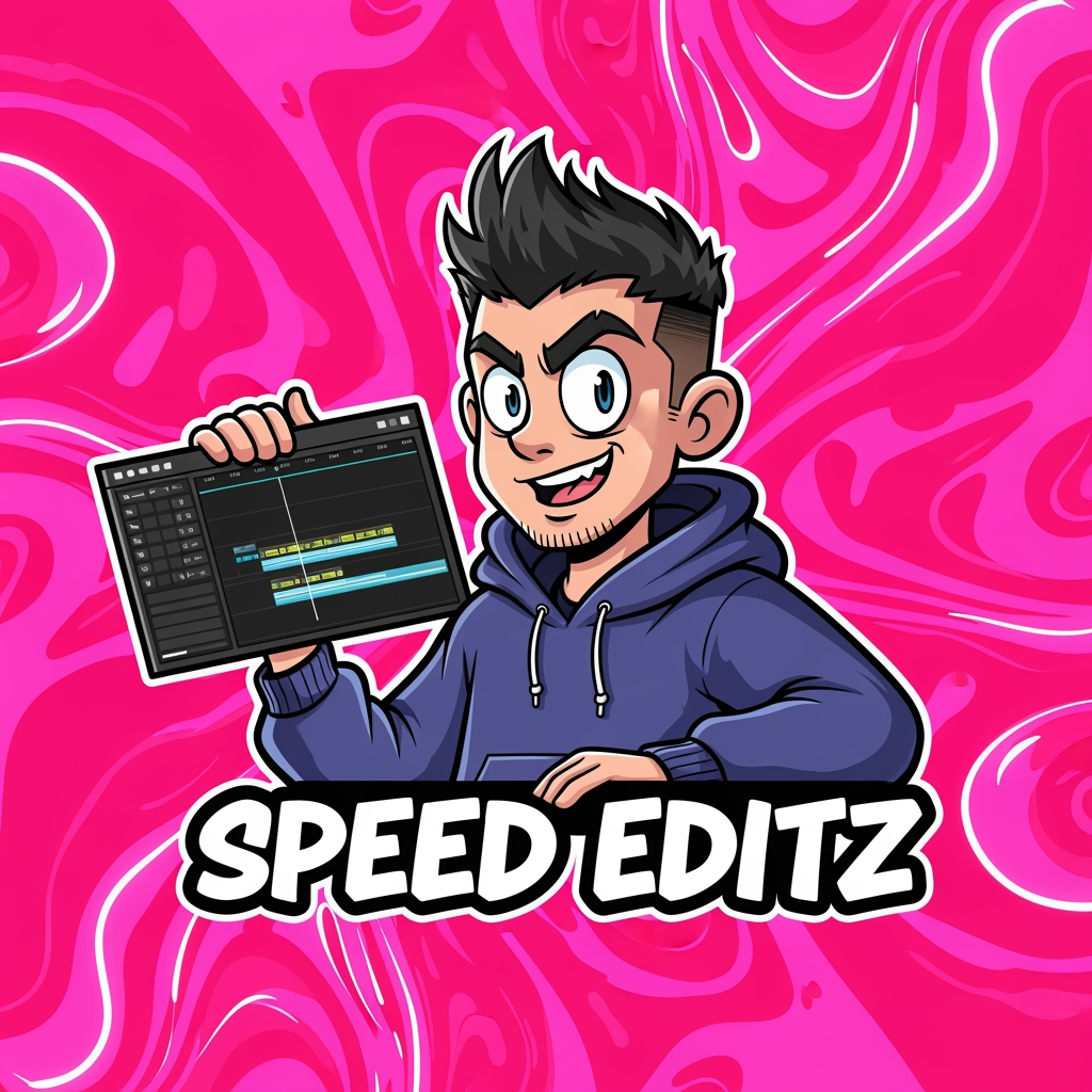 AI Design for design custom logo for yt chanel based on editing ishowspeed.i want logo backround to be a pink but wearid pink.and i want the custom made character in center