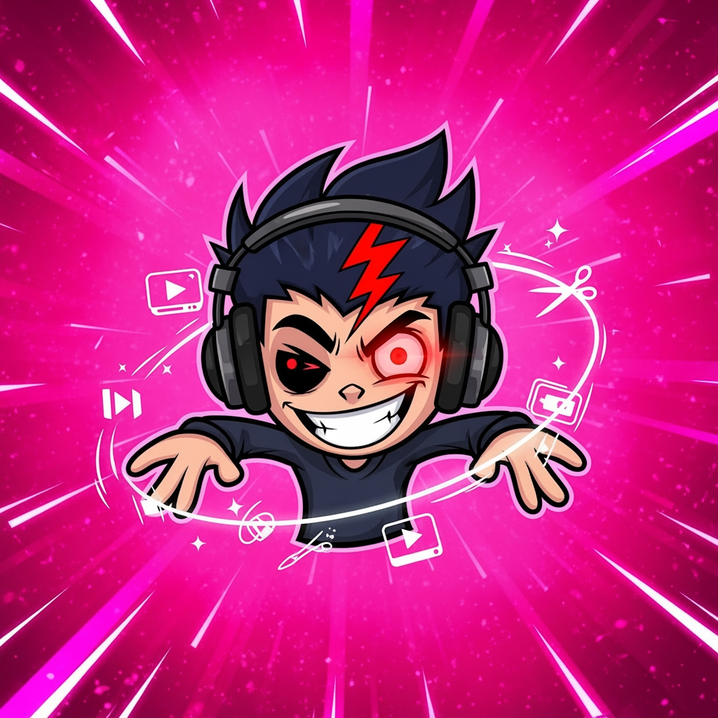 AI Design for design custom logo for yt chanel based on editing ishowspeed.i want logo backround to be a pink but wearid pink.and i want the custom made character in center i bu no text on it just character