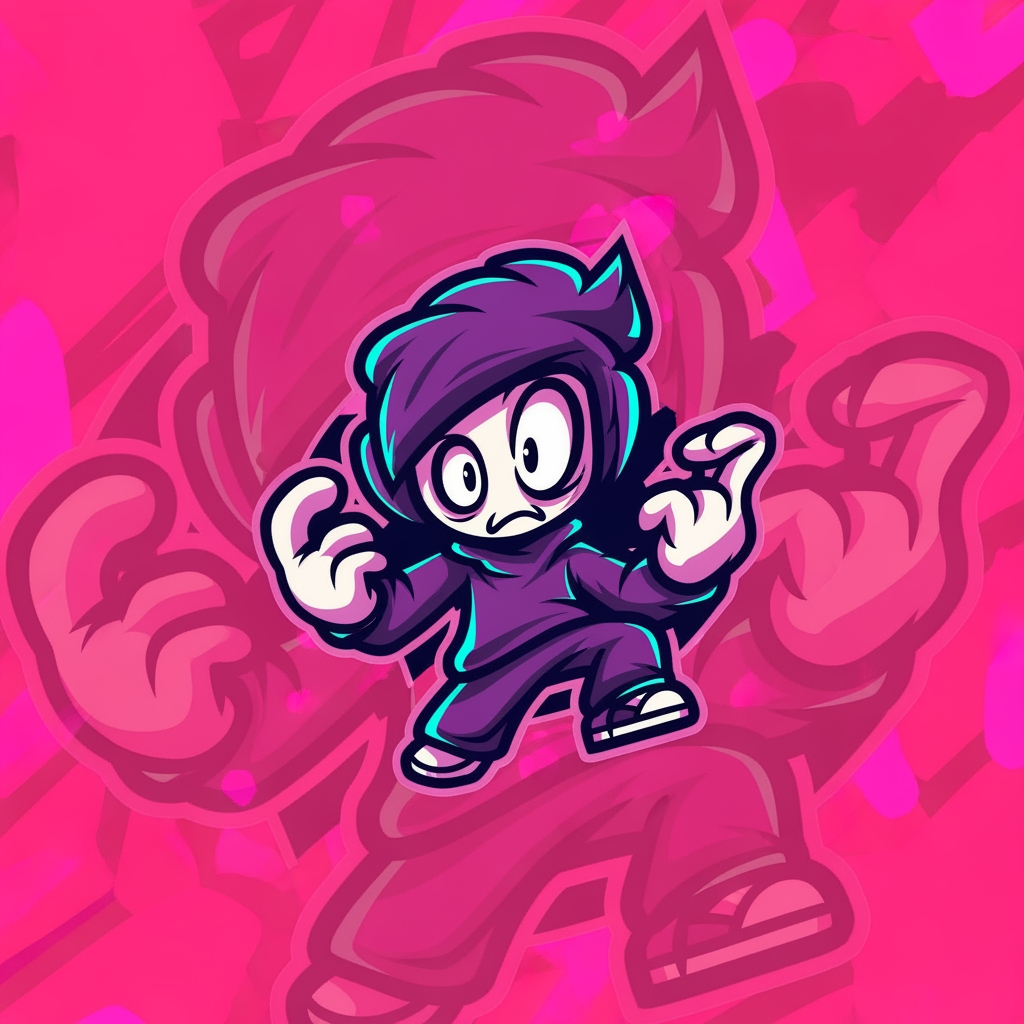 AI Design for design custom logo for yt chanel based on editing ishowspeed.i want logo backround to be a pink but wearid pink.and i want the custom made character in center i bu no text on it just character