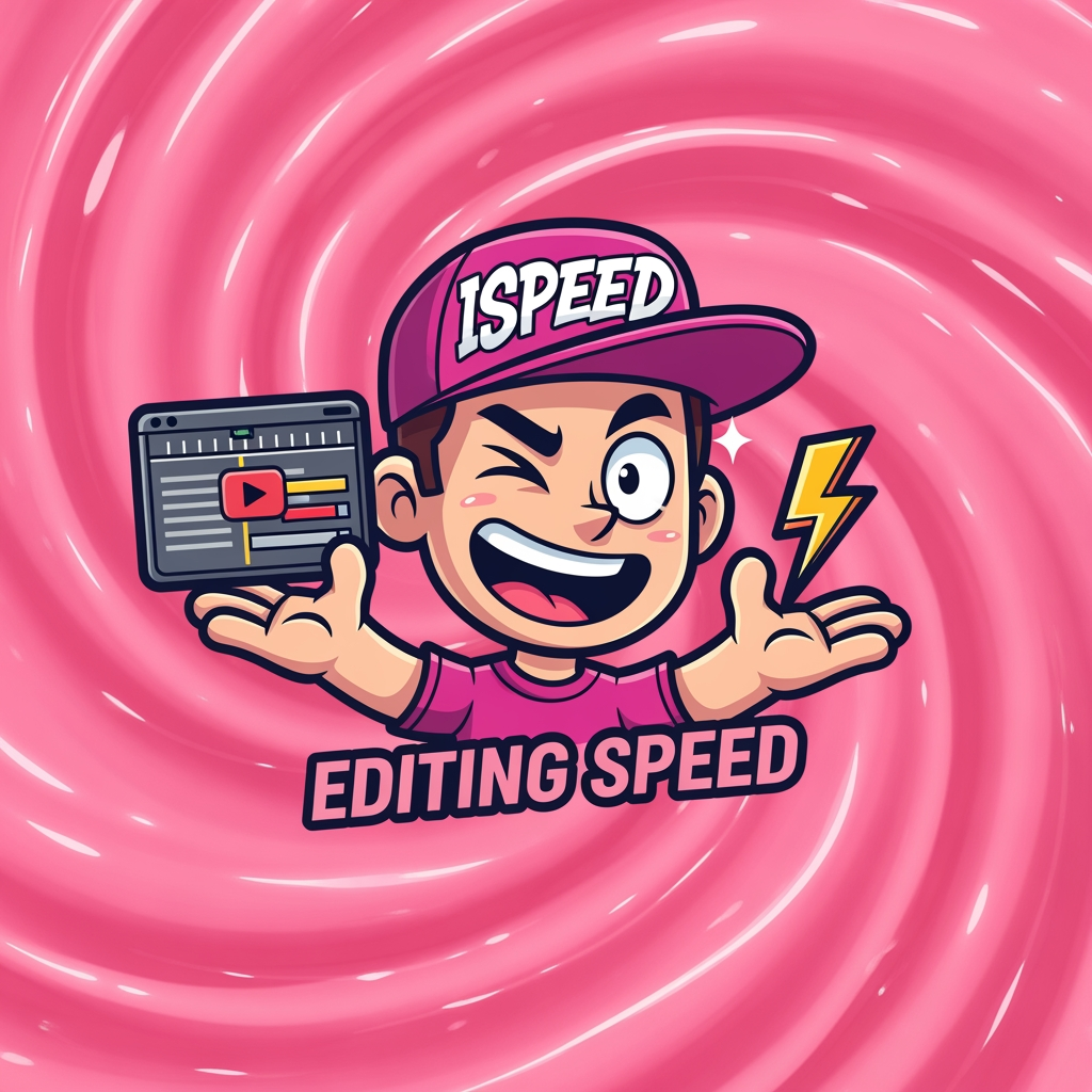 AI Design for design custom logo for yt chanel based on editing ishowspeed.i want logo backround to be a pink but wearid pink.and i want the custom made character in center