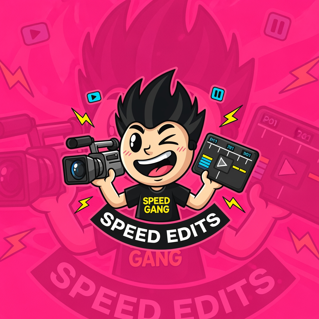 AI Design for design custom logo for yt chanel based on editing ishowspeed.i want logo backround to be a pink but wearid pink.and i want the custom made character in center