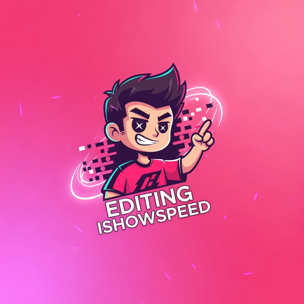 AI Design for design custom logo for yt chanel based on editing ishowspeed.i want logo backround to be a pink but wearid pink.and i want the custom made character in center