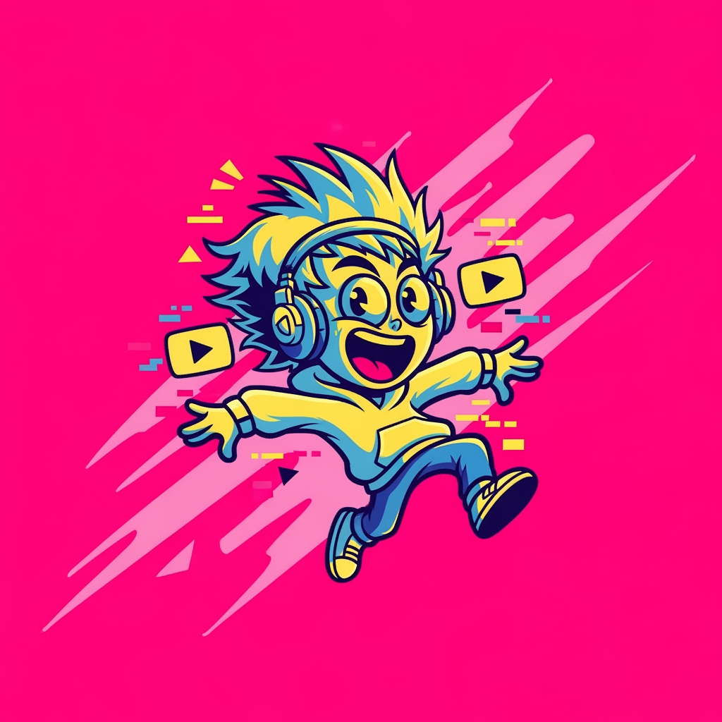 AI Design for design custom logo for yt chanel based on editing ishowspeed.i want logo backround to be a pink but wearid pink.and i want the custom made character in center i bu no text on it just character
