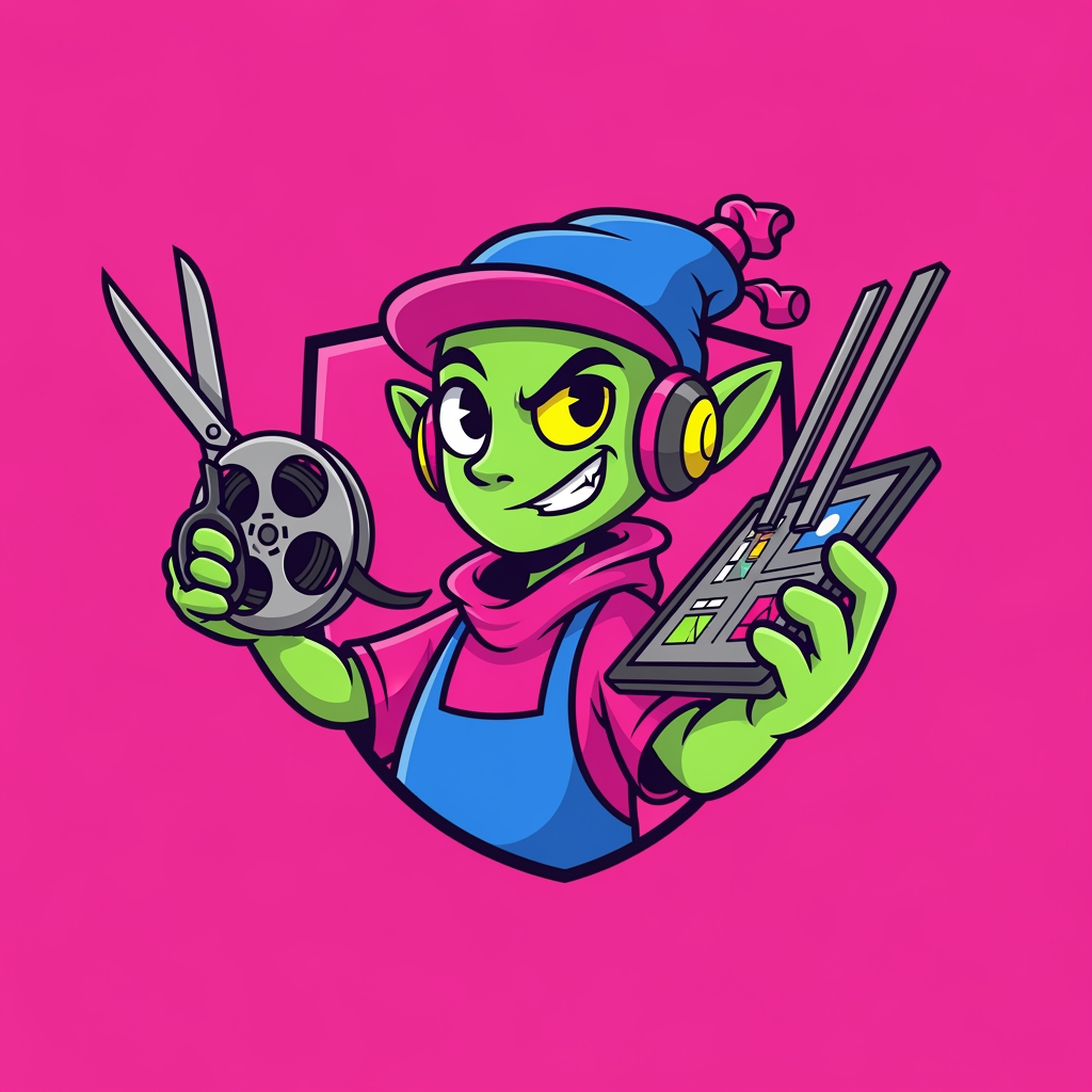 AI Design for design custom logo for yt chanel based on editing ishowspeed.i want logo backround to be a pink but wearid pink.and i want the custom made character in center i bu no text on it just character. and cartoon character. caroon character thath is not real person