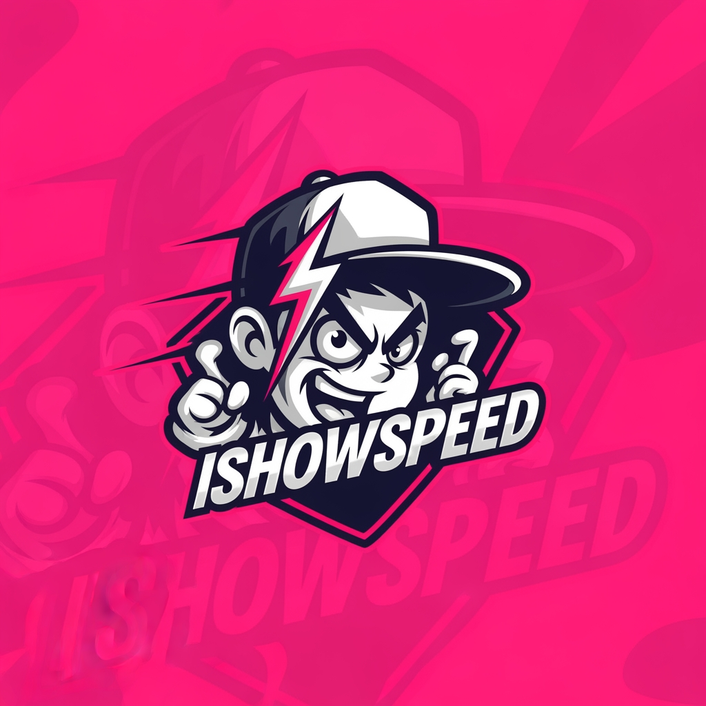 AI Design for design custom logo for yt chanel based on editing ishowspeed.i want logo backround to be a pink but wearid pink.and i want the custom made character in center