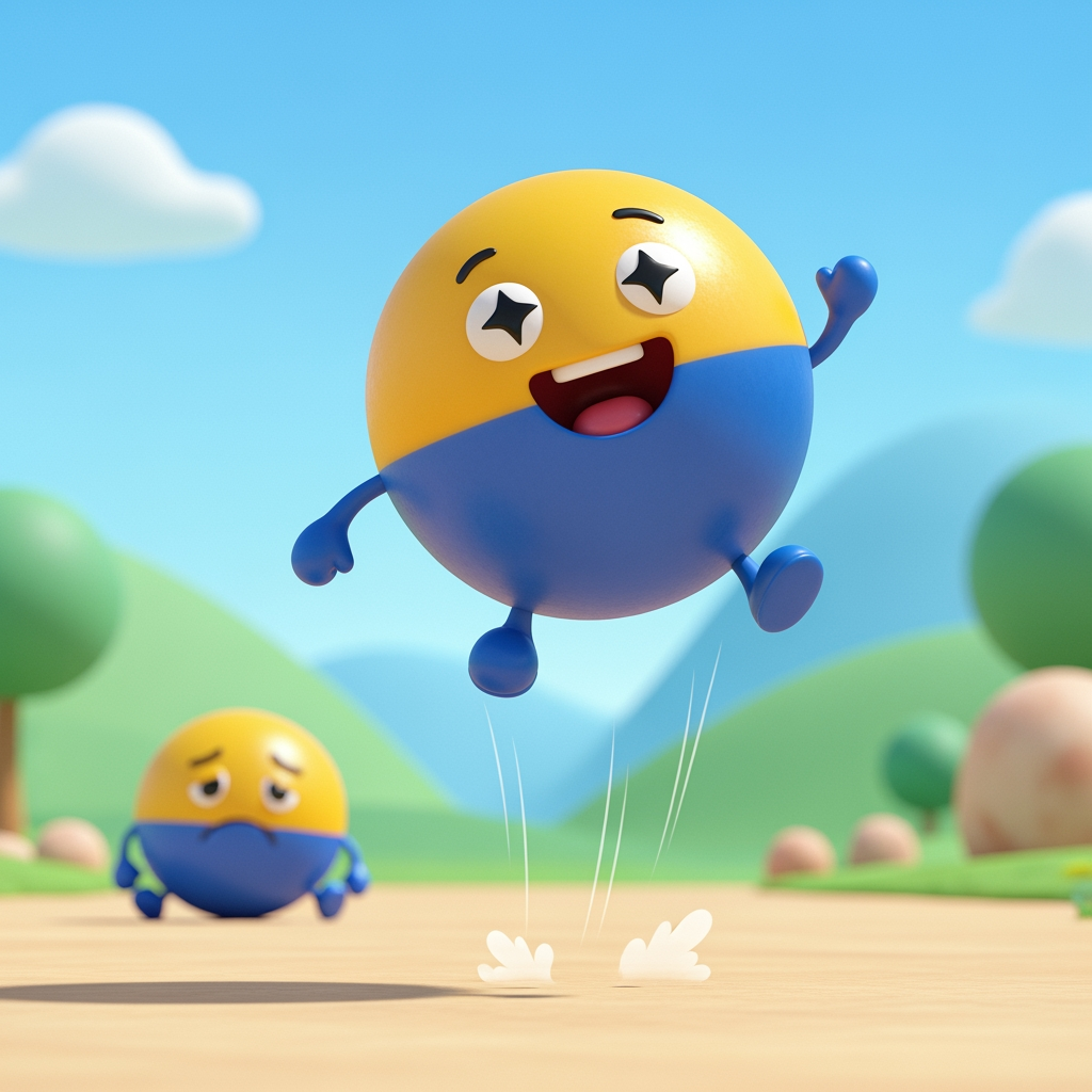 AI Design for Gol Mol Gubbu — Playful bouncing Ball
Aik phooli hui, elastic ball jis ke chote mote haath pair hain. Agar wo khush hota hai to wo high bounce karta hai; agar thoda sad hota hai to slow roll karta hai — ye automatic emotions sikhata hai. Gol Mol Gubbu — Playful bouncing Ball
Aik phooli hui, elastic ball jis ke chote mote haath pair hain. Agar wo khush hota hai to wo high bounce karta hai; agar thoda sad hota hai to slow roll karta hai — ye automatic emotions sikhata hai.