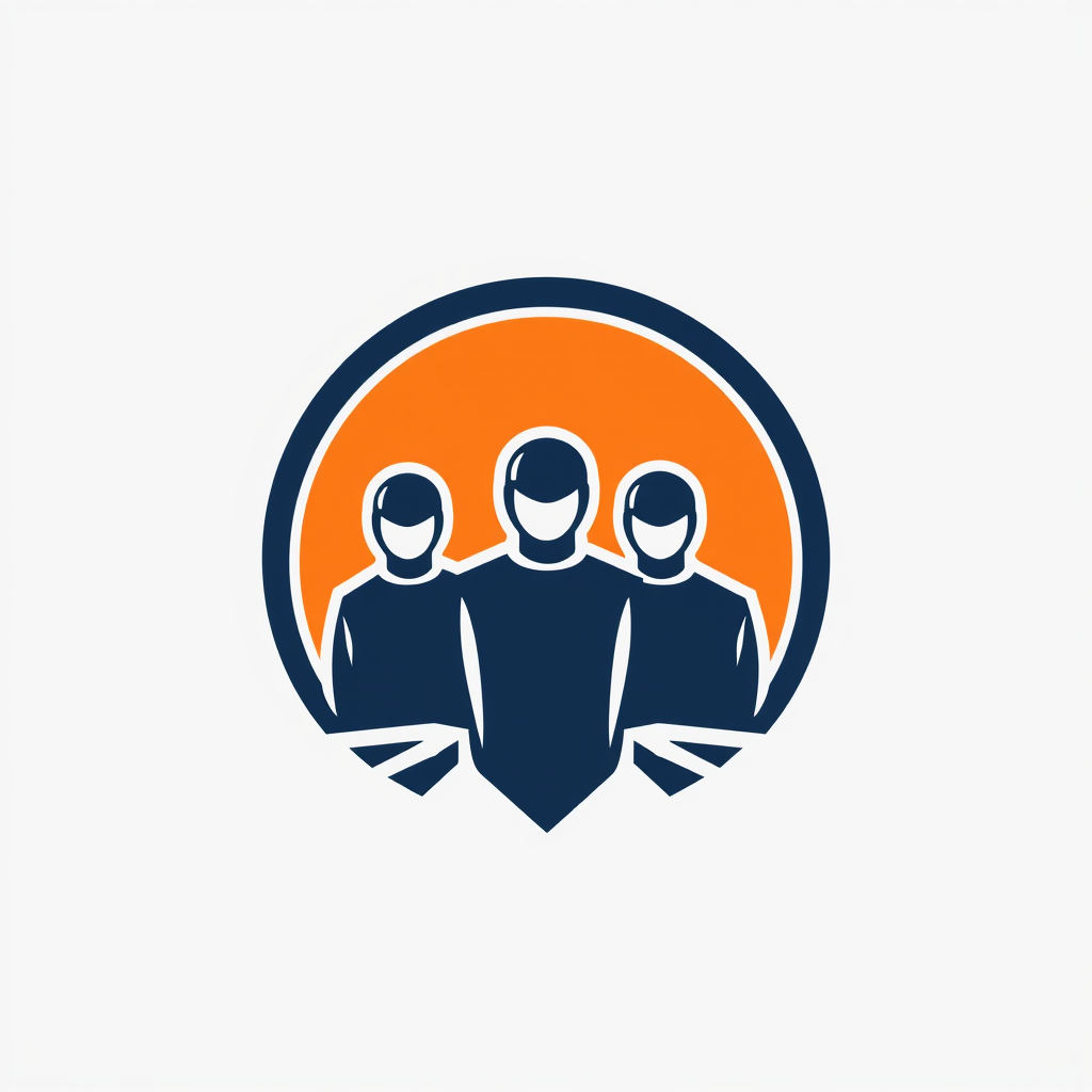 AI Design for I want a logo on that photo, what should it look like? It should be in a round shape. It should look like a team.