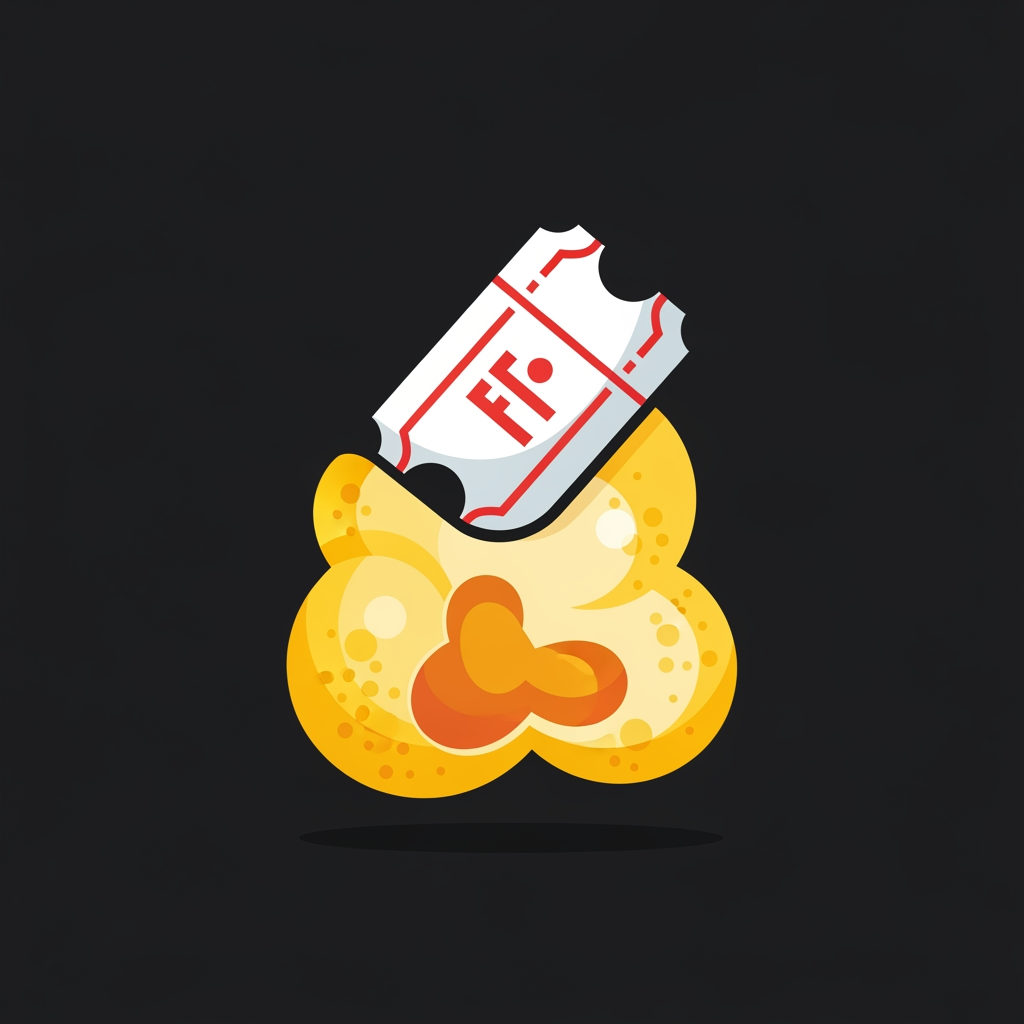 AI Design for ticket booking app logo like added to popcorn