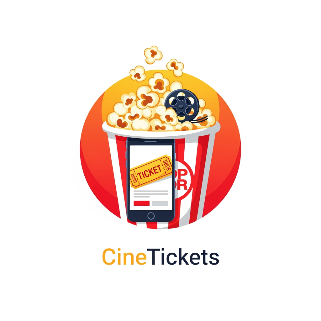 AI Design for ticket booking app logo like added to popcorn