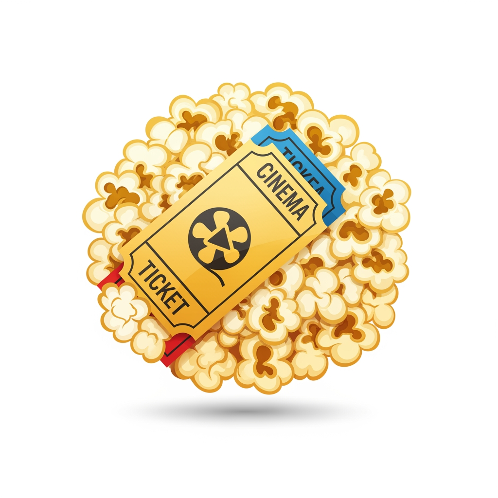 AI Design for ticket booking app logo like added to popcorn