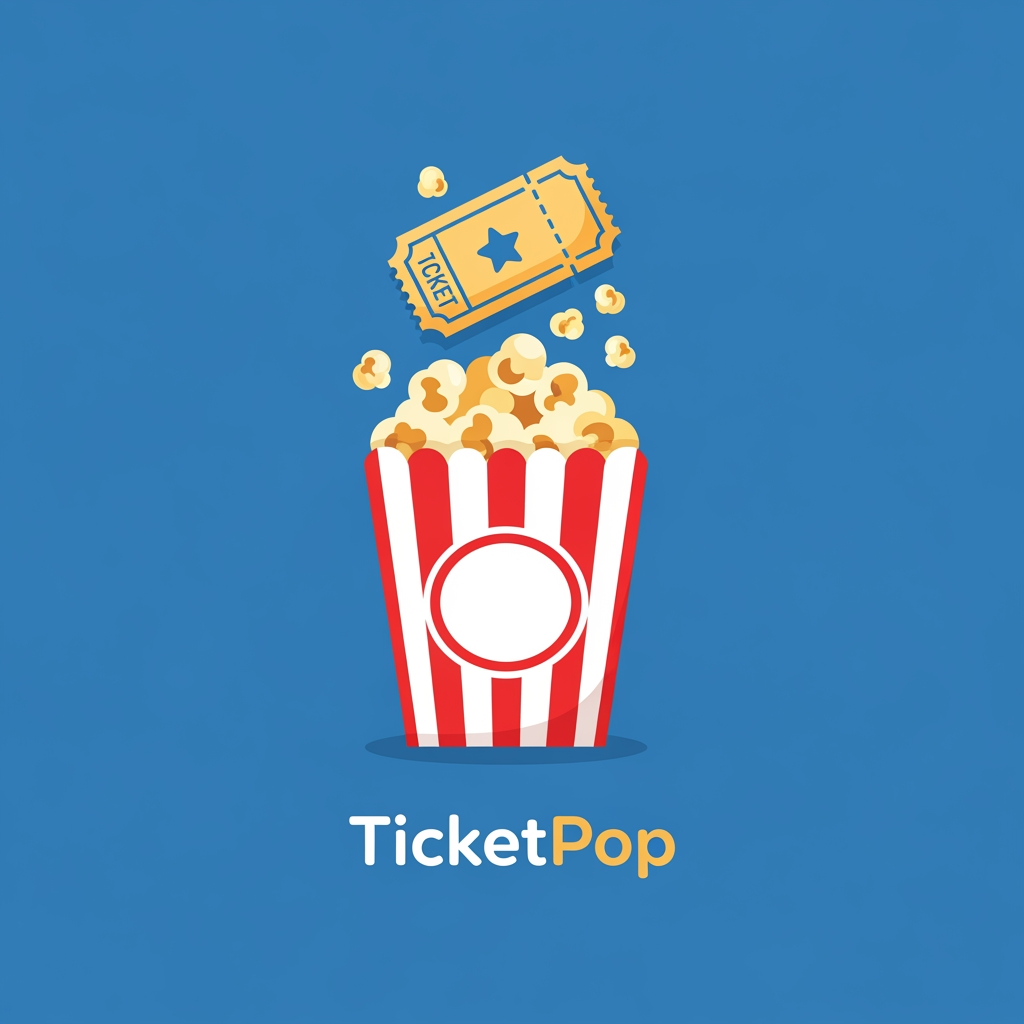 AI Design for ticket booking app logo like added to popcorn